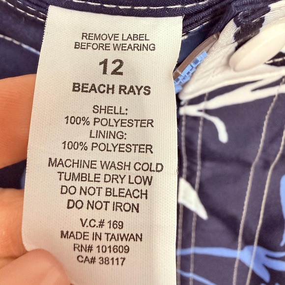 Beach Rays Board Shorts Womens 12 Blue Floral Hawaiian Swim Lined Quick Dry - Picture 5 of 10